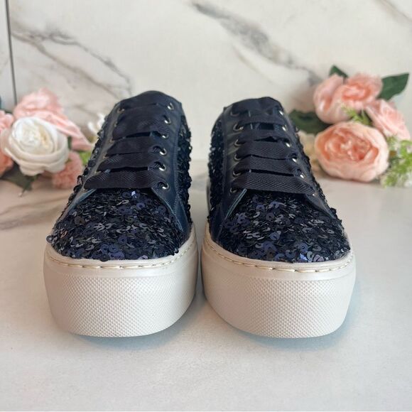 AGL Mollie Bling Sequin Embellished Platform Sneaker In Night Size 8 NEW - Picture 9 of 17